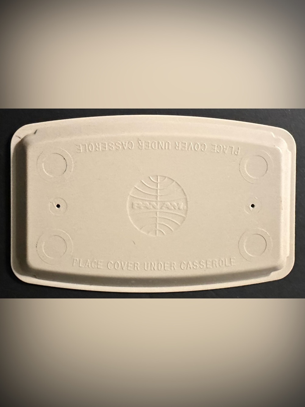 Pan Am Airlines 6.5x4 Inflight ANCHOR HOCKING Melamine Casserole Dish COVER Vtg